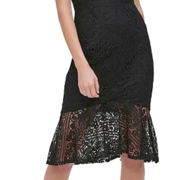 NWT Guess Black Flounce Hem Lace - Picture 1 of 7